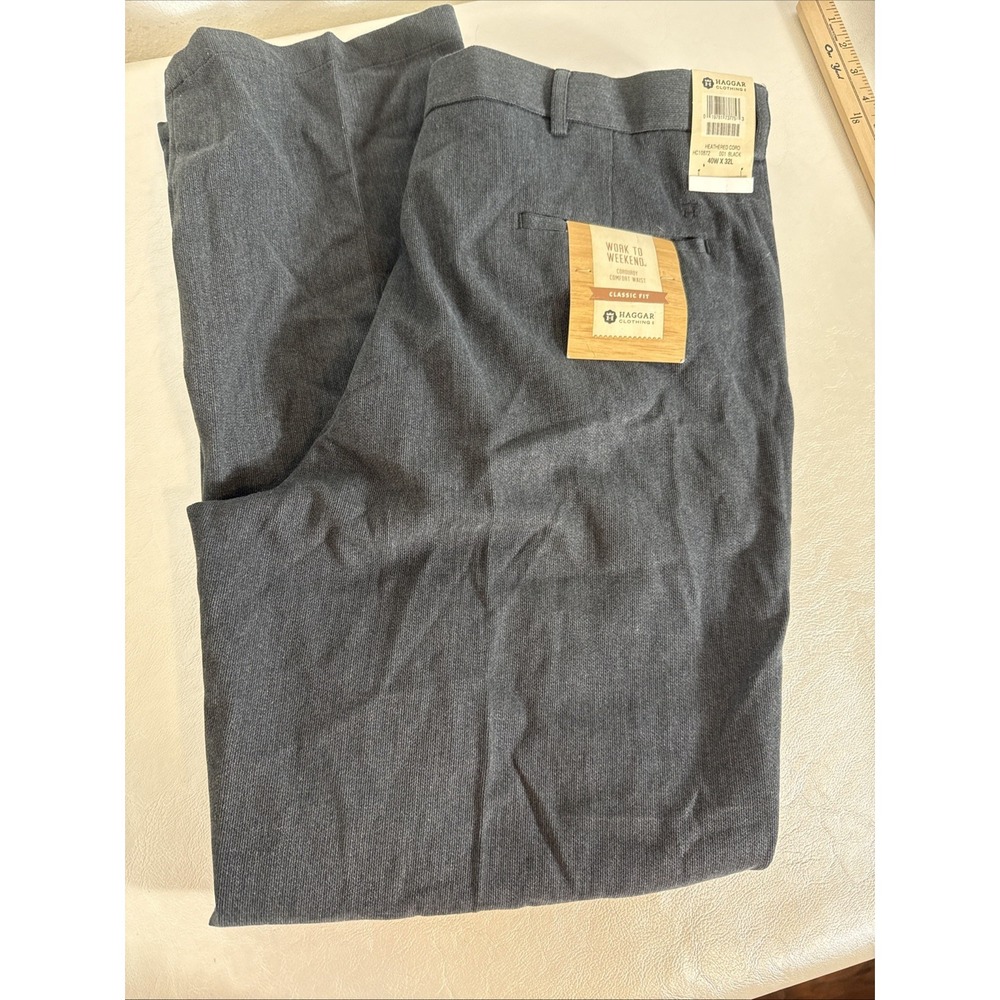 NEW Haggar Work to Weekend Classic Fit Heathered Cord Pants 40x32